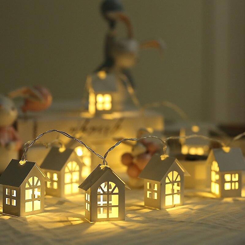 Christmas White Small House Light String 2m 10pcs Lights Christmas New Year Decoration Wedding Party Holiday Room Novelty Lamp