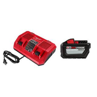 MW M18 18-Volt Lithium-Ion Dual Bay Rapid Battery Charger with 12.0Ah Battery Pack 48-59-1802-48-11-1812