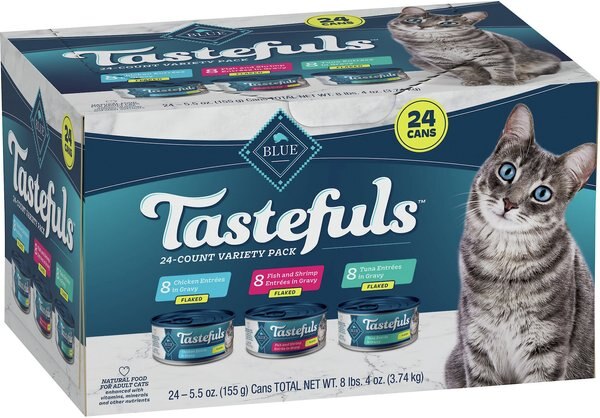 Blue Buffalo Tastefuls Tuna， Chicken and Fish Cat Food， 5.5-oz can， 24 count