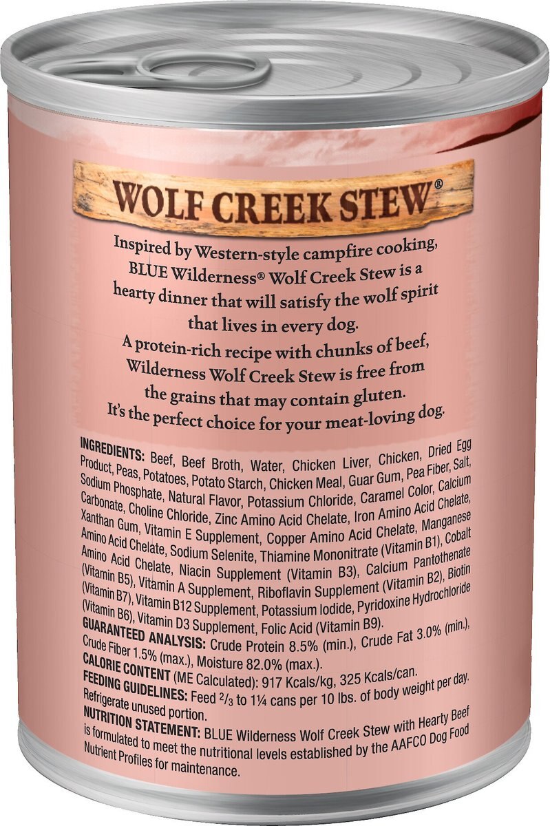 Blue Buffalo Wilderness Wolf Creek Stew Hearty Beef Stew Grain-Free Adult Canned Dog Food