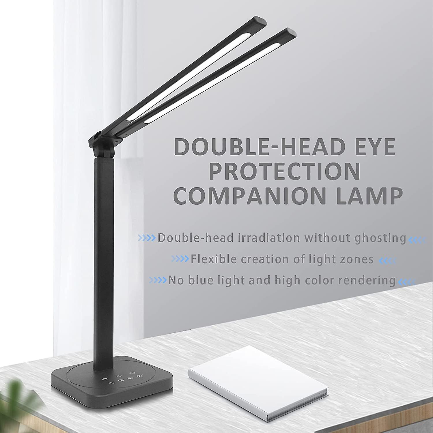 Laopao Led Double Head Desk Lamp Double Swing-arm Desk Lamps Adjustable Brightness Color Temperature For Reading/offices/bedroom