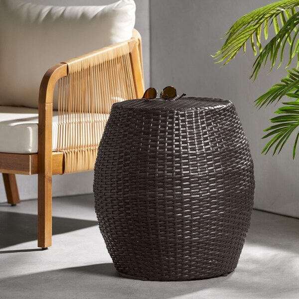 Canary Outdoor 14inch Wicker Side Table by Christopher Knight Home