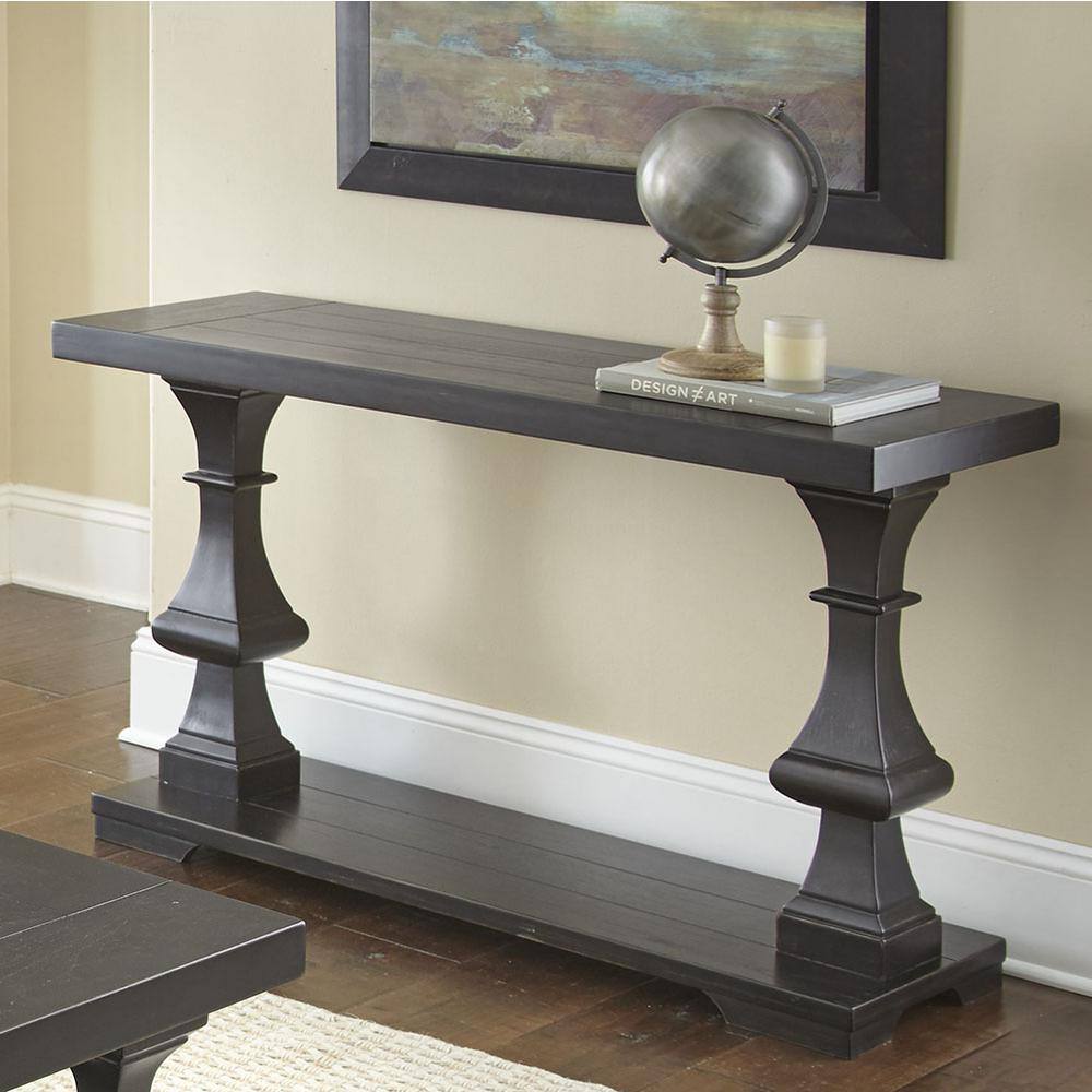 Dory 48 in. Ebony Standard Rectangle Wood Console Table with Storage DY200S