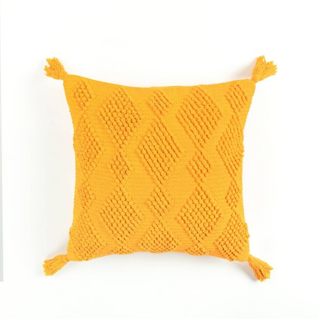 Julie Tassel Square Throw Pillow Yellow Lush D cor