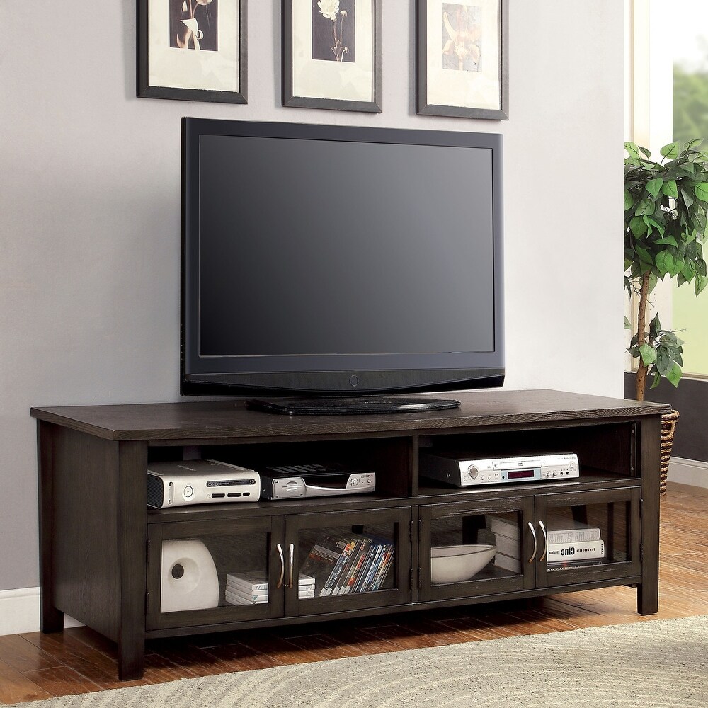 Dane Contemporary Grey Solid Wood Multi storage TV Console by Furniture of America