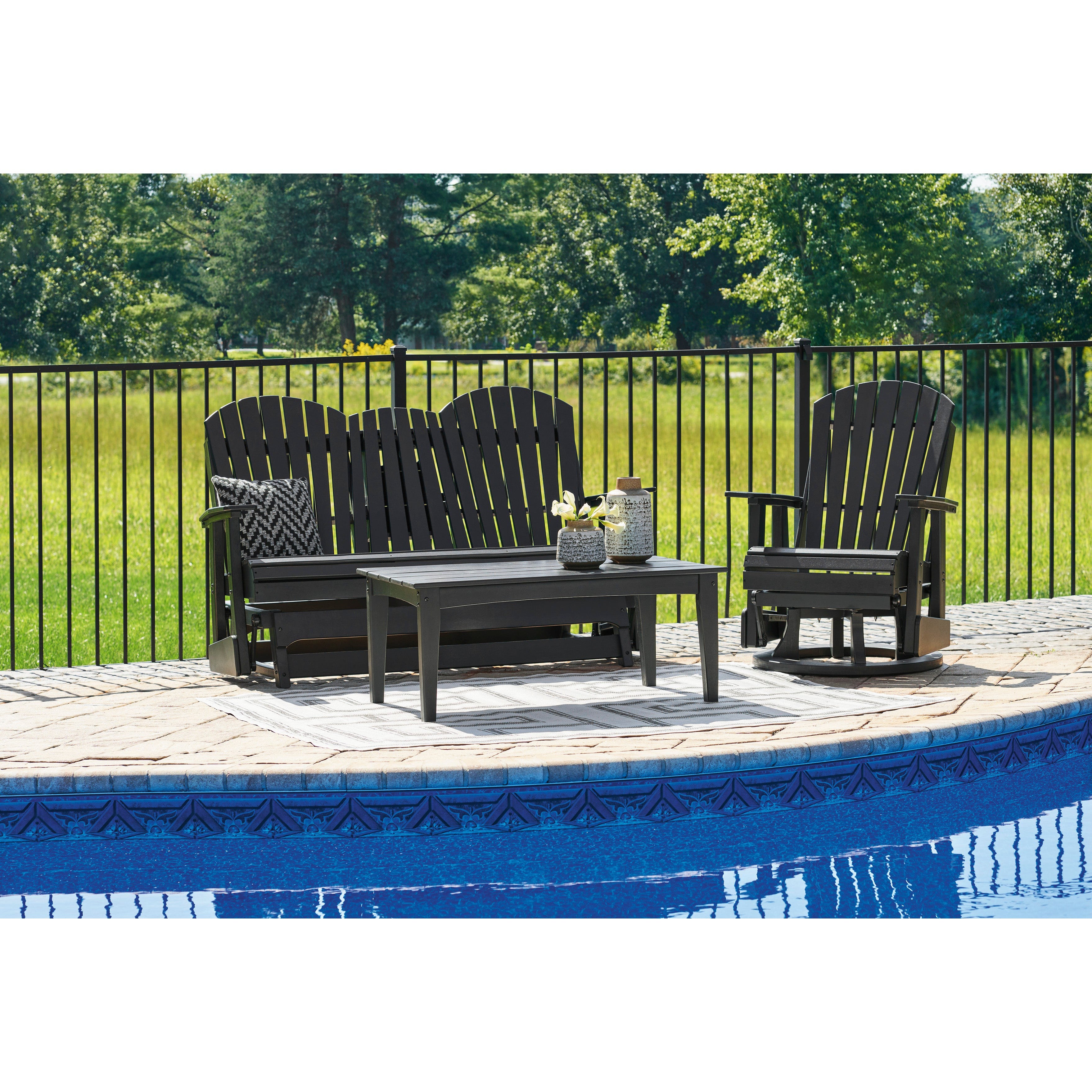 Poly Black Outdoor 67 Swivel Glider Loveseat