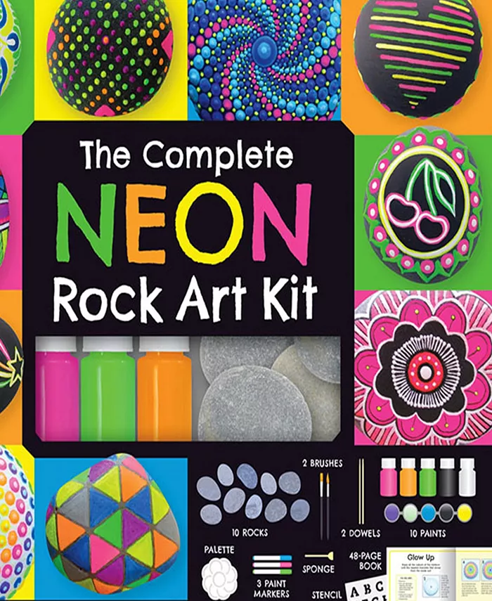 Craft Maker The Complete Neon Rock Art Kit DIY Rock Painting For Kids  Rocks  Brushes  Paint  Stencils included 19 Easy-To-Follow Projects - Arts And Craft For Kids