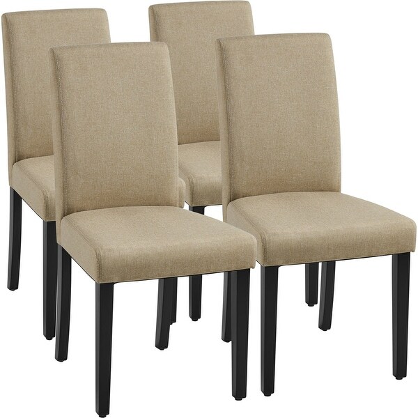 4pcs Fabric Upholstered Parson Dining Chairs for Home， Dark Gray