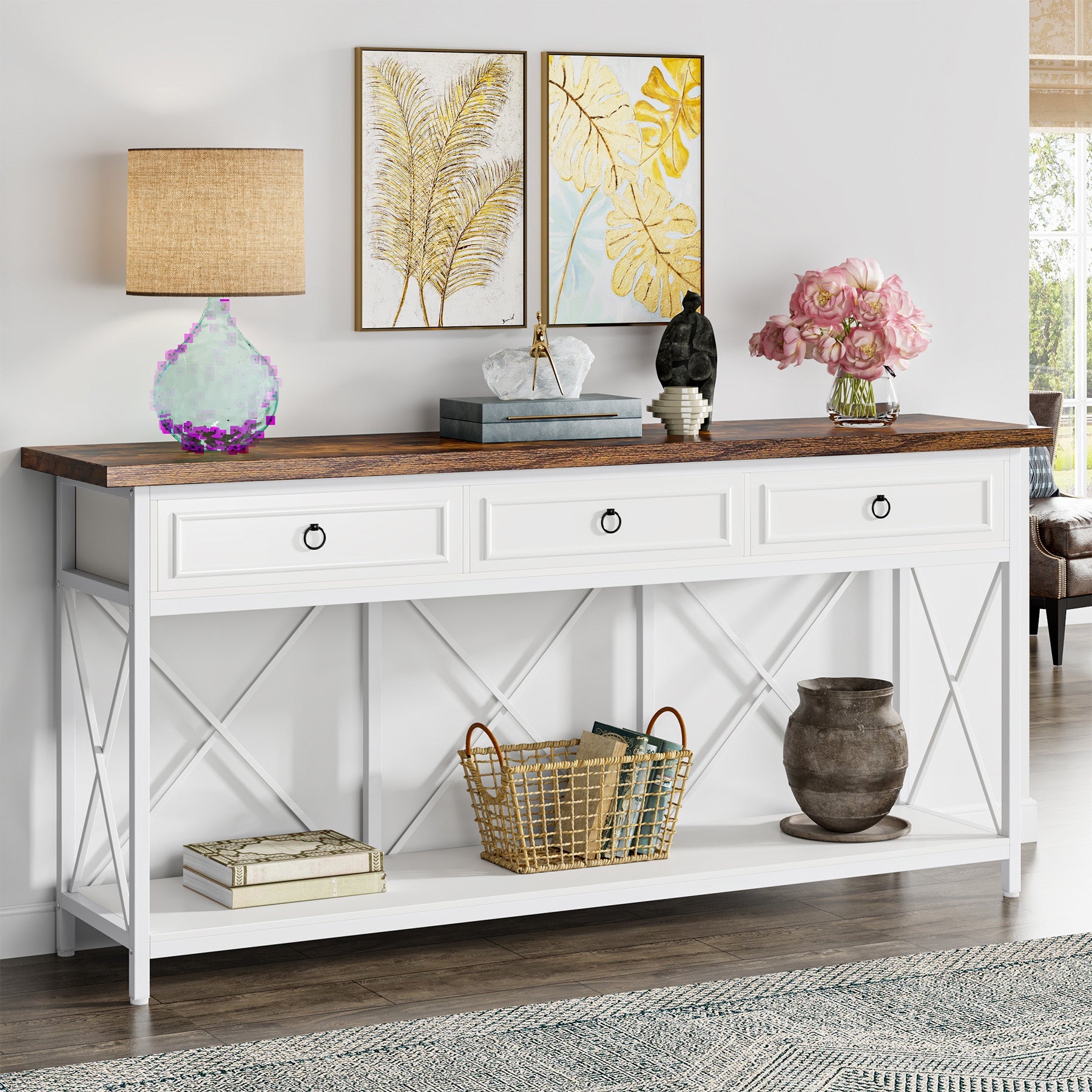 3-Drawer Console Table, 70.8