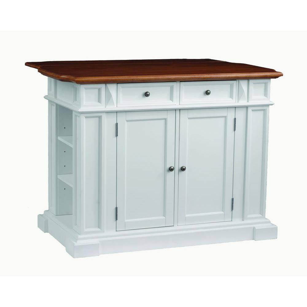 HOMESTYLES Americana White Kitchen Island With Drop Leaf 5002-94