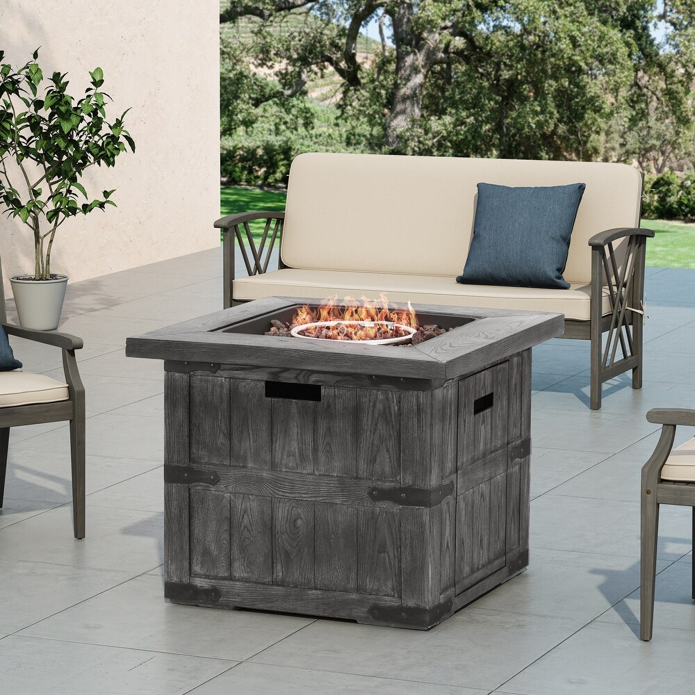 Finethy Outdoor Lightweight Concrete Outdoor 40 000 BTU Square Fire Pit by Christopher Knight Home