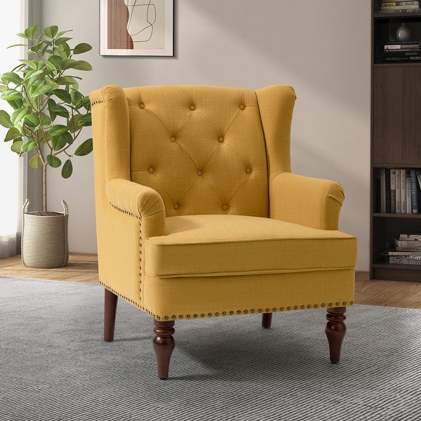 Maitê Transitional Armchair with Solid Wood Legs by HULALA HOME