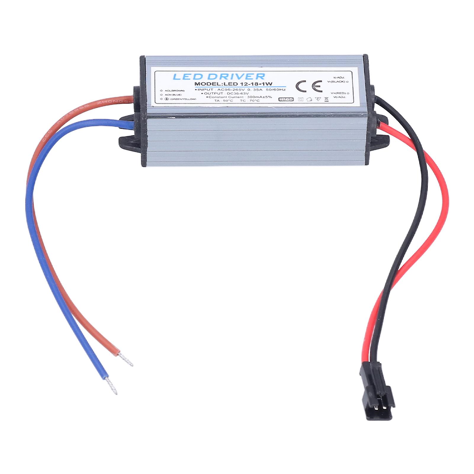 12‑18X1W 300mA LED Driver AC95‑265V/DC36‑63V Waterproof LED Power Driver for LED Light Strips