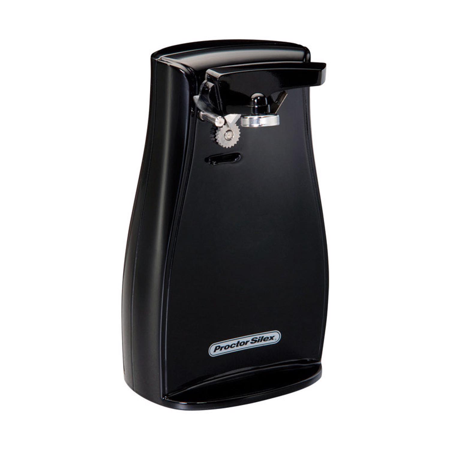 Proctor Silex Power Opener Black 120 V Electric Can Opener Magnetic Lid Holder