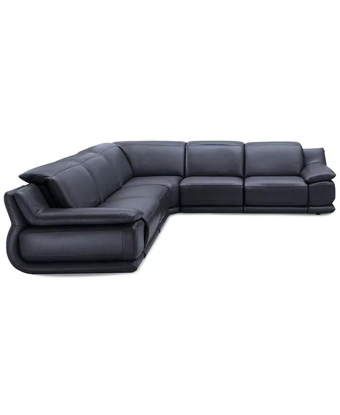 Furniture Daisley 5-Pc. Leather L Shaped Sectional Sofa with 3 Power Recliners