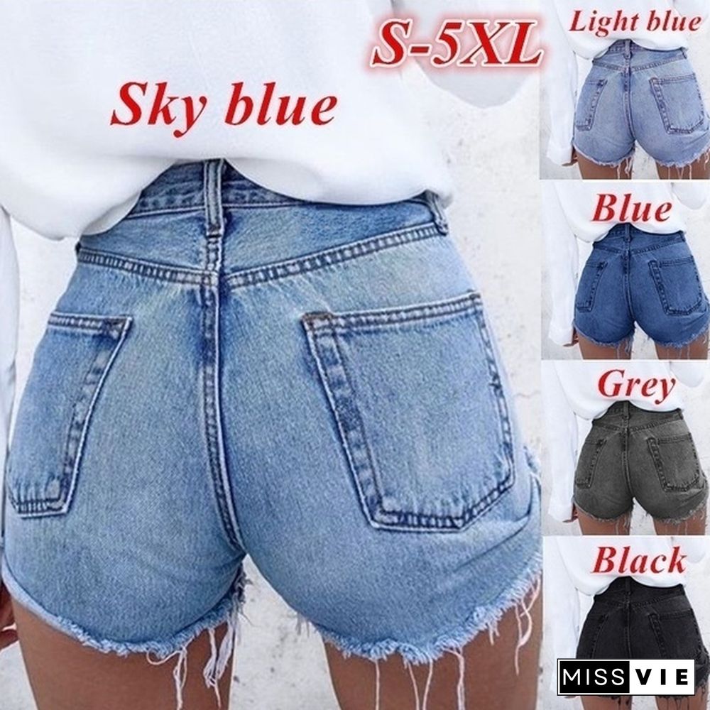 Summer Womens Fashion Hot Style Bodycon Ripped Denim Short Slim Fit Jean Short Pant