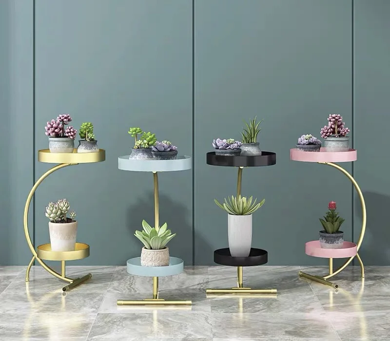 best selling Nordic simple iron flower pot holder indoor and outdoor floor shelving