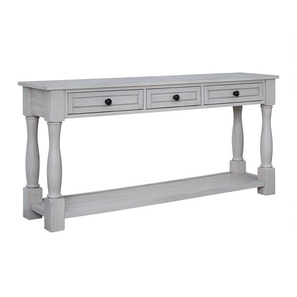 Long Extra-thick Sofa Console Table with Drawers and Shelf