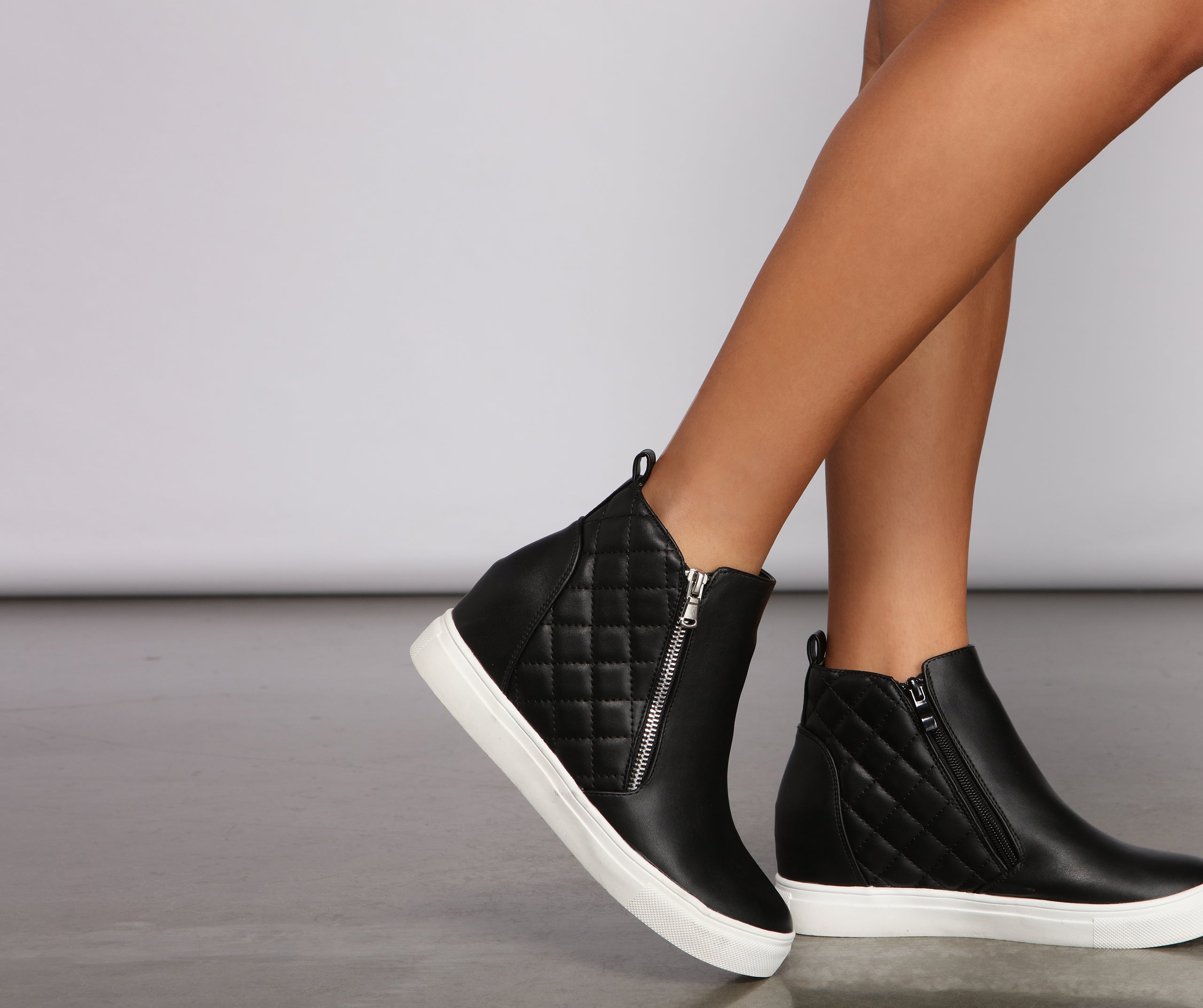 Feeling Fancy Quilted Faux Leather Sneakers