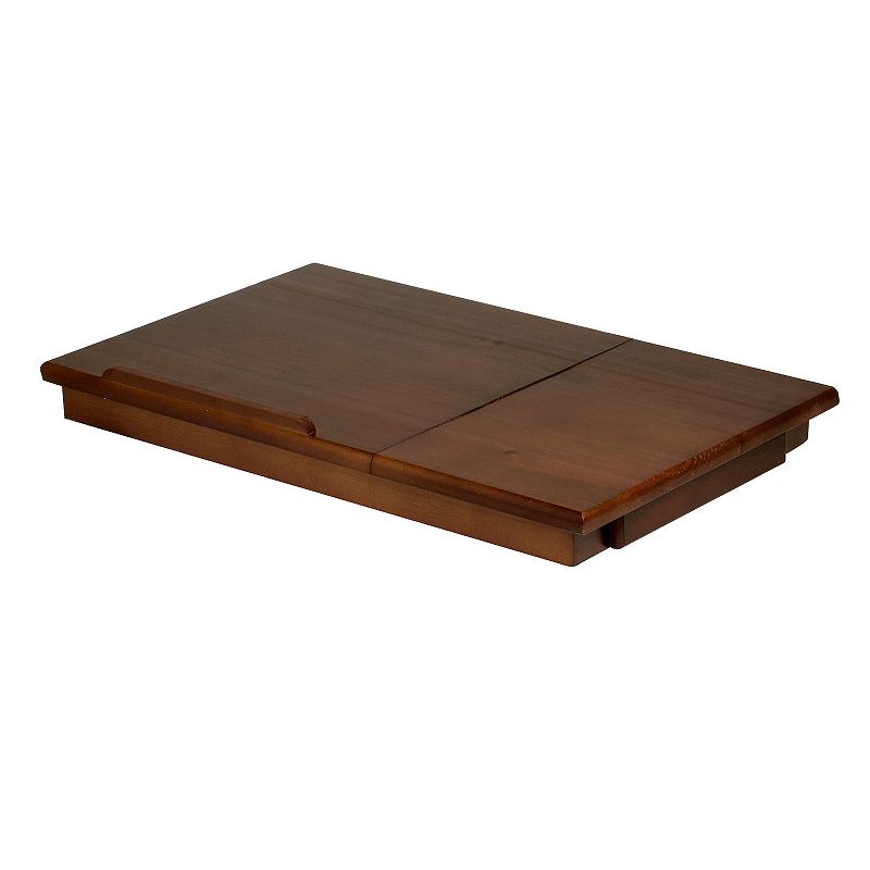 25.25 Alden Walnut Wood Flip Top Lap Desk with Drawer and Foldable Legs