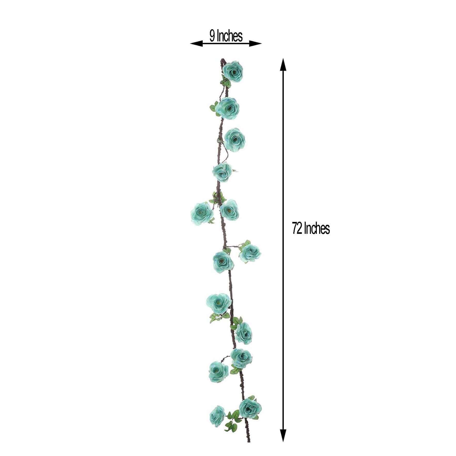 Aqua/Turquoise Artificial Silk Rose Hanging Flower Garland Vine 6ft