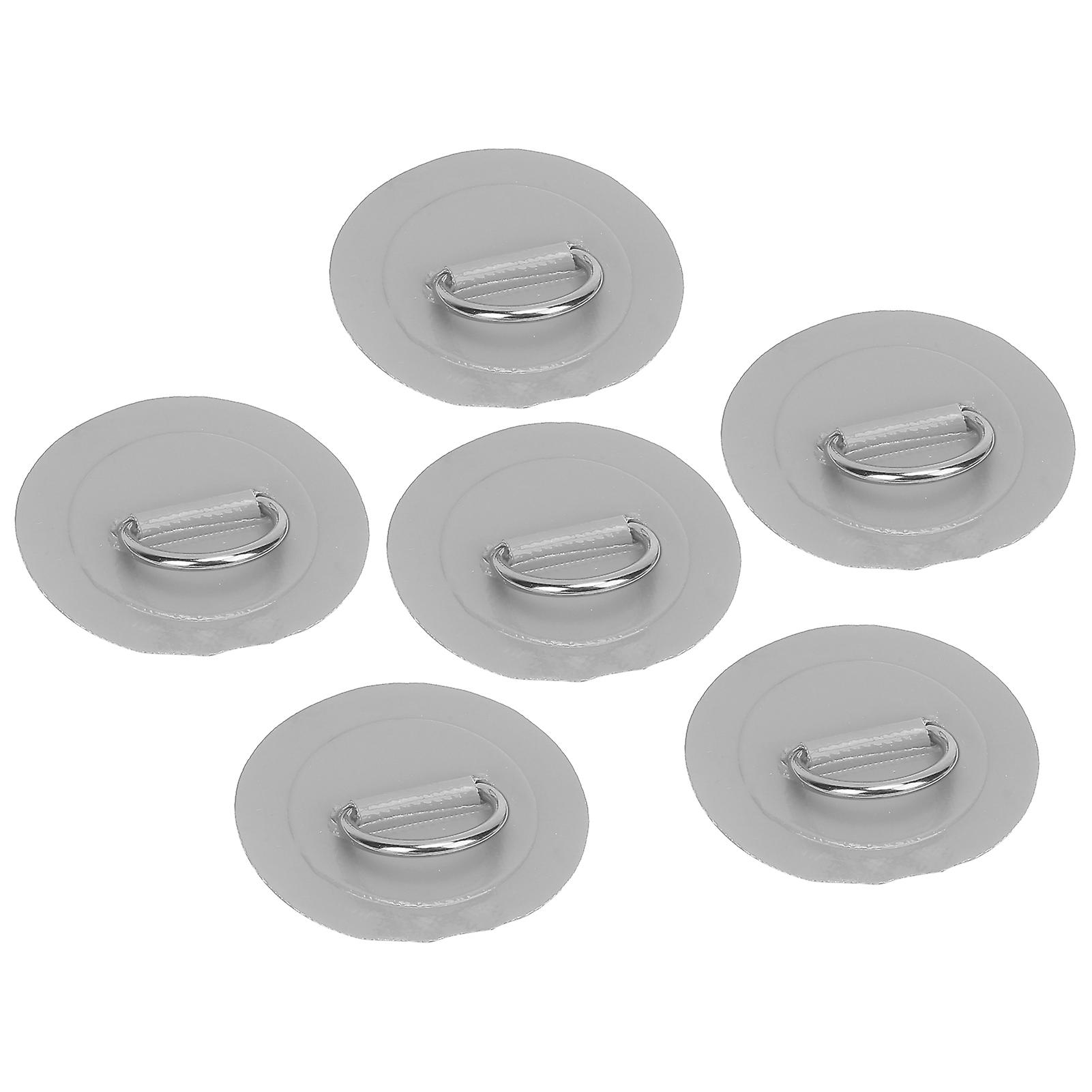 6 Pcs Inflatable Boat Dring Pad Patch Pvc Durable Marine Stainless Steel Fixed Bucklegray