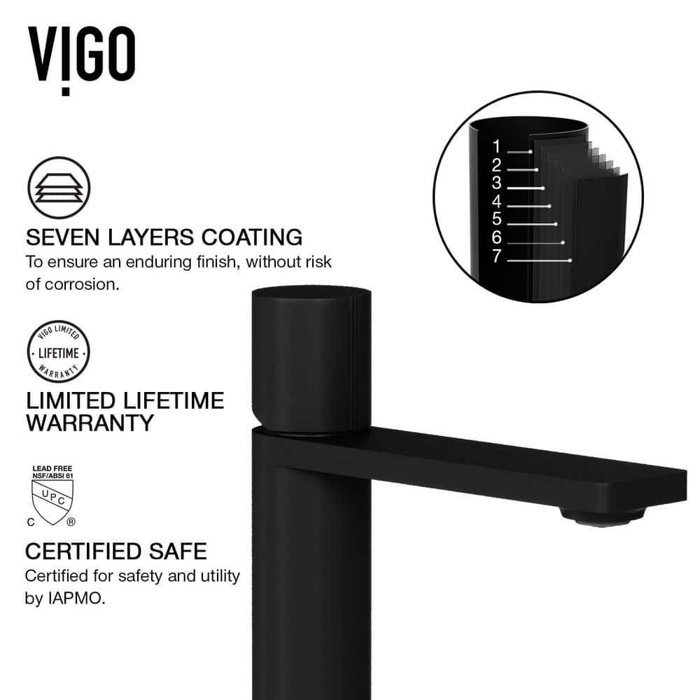 VIGO Halsey Single Handle SingleHole Bathroom Faucet in Matte Black