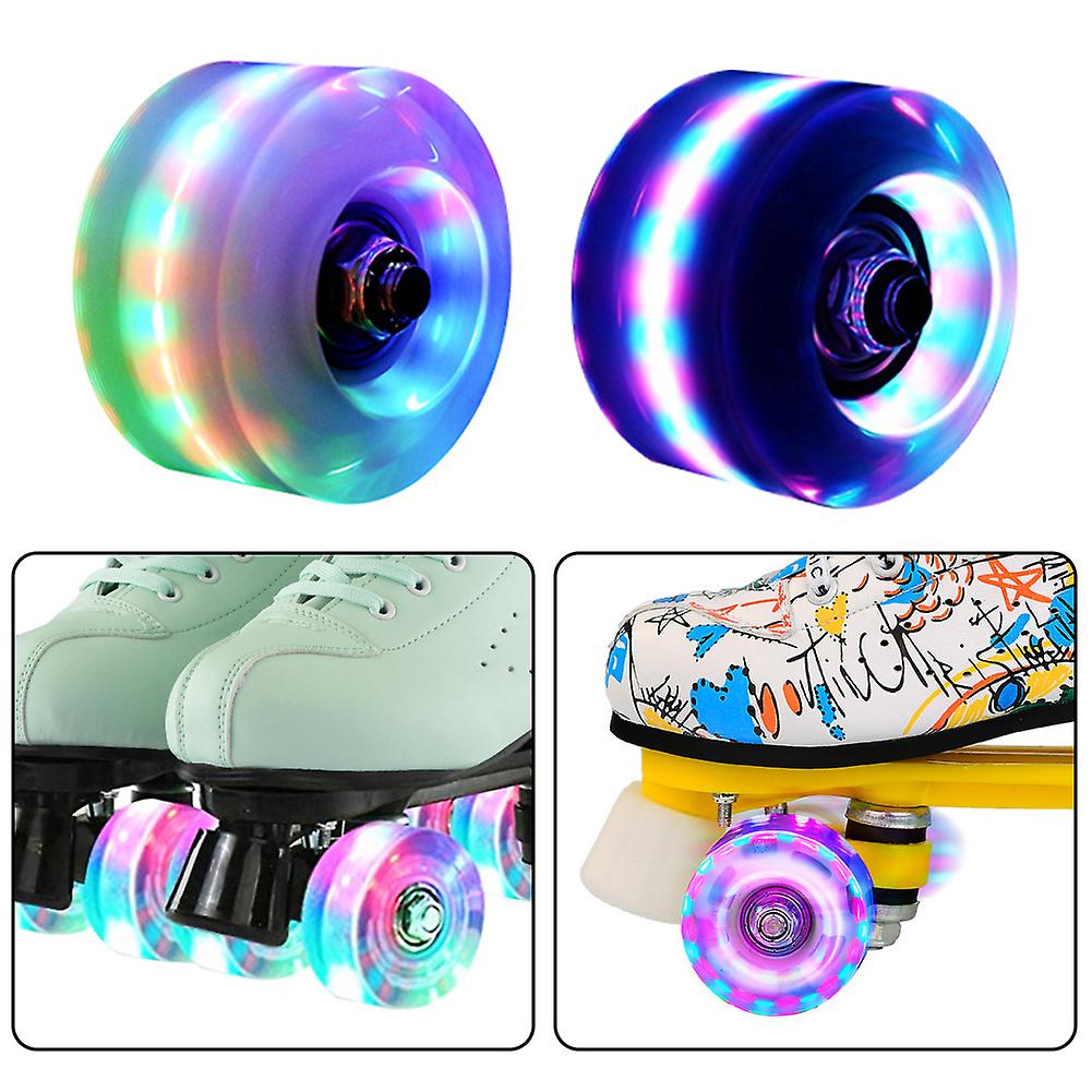 4 Piece Roller Skates Wheels Roller Skates Accessories Adjustable Wheels For Double Row Skating And Skateboard Pink Blue Green Color Light