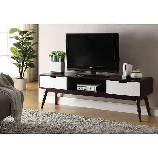 59'' EspressoandWhite Contrast Look Christa TV Stand with Wood Tapered Leg