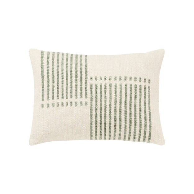 Oversize Striped Poly Filled Lumbar Throw Pillow Green Rizzy Home