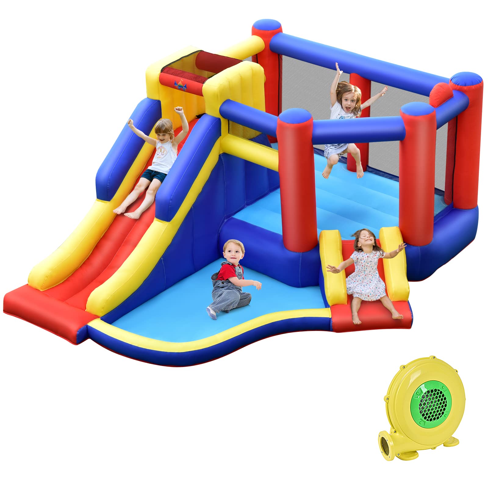 Costzon Inflatable Bounce House with Large Jumping Area, Indoor Outdoor Giant Jumping Bouncy Castle