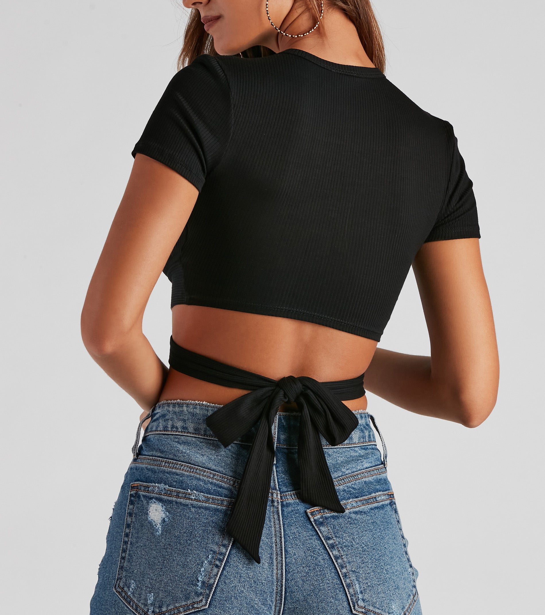 That's A Wrap Crew Neck Crop Tee