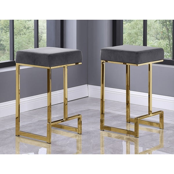 Best Master Furniture Velvet Gold Counter Height Stool (Set of 2)