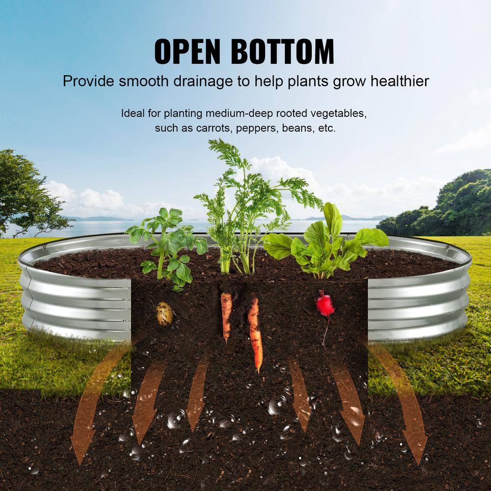 VEVOR 6 ft. x 3 ft. x 1 ft. Raised Garden Bed Galvanized Metal Planter Box with Open Base Outdoor Planting Boxes LDSJSZZCTYS70D35OV0