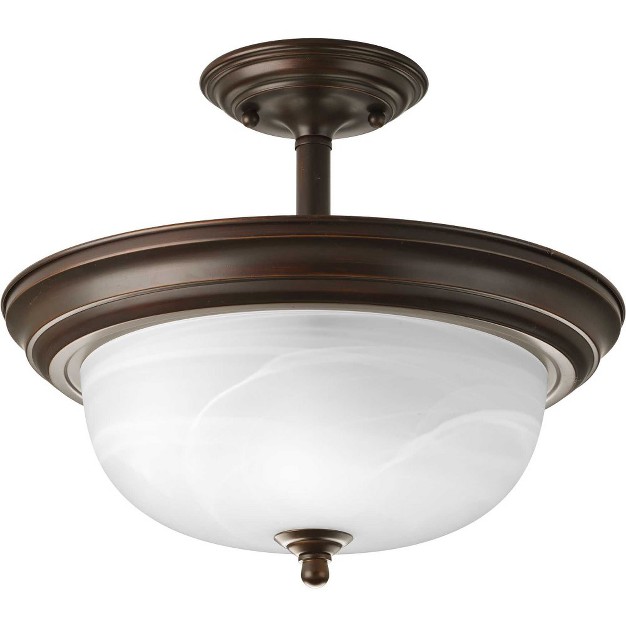 Progress Lighting Melon Collection 2 light Semi flush Mount Brushed Nickel Dome Shaped Glass