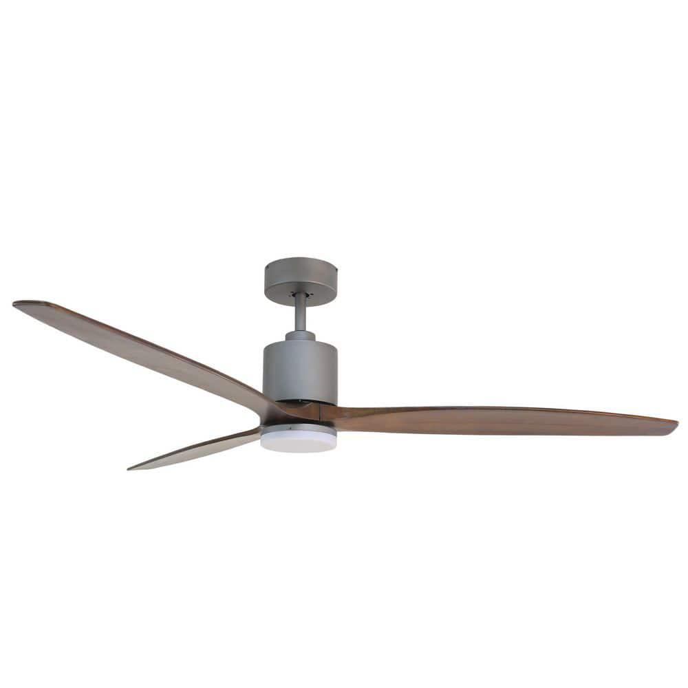 FORNO VOCE Tripolo 72 in Titanium Body and Black Walnut Wood Blade Integrated LED Indoor Voice Activated Smart Ceiling Fan