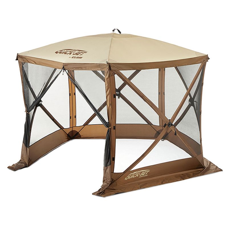 Clam Quick-set Venture 9 X 9 Foot Portable Outdoor Camping Canopy Shelter， Brown