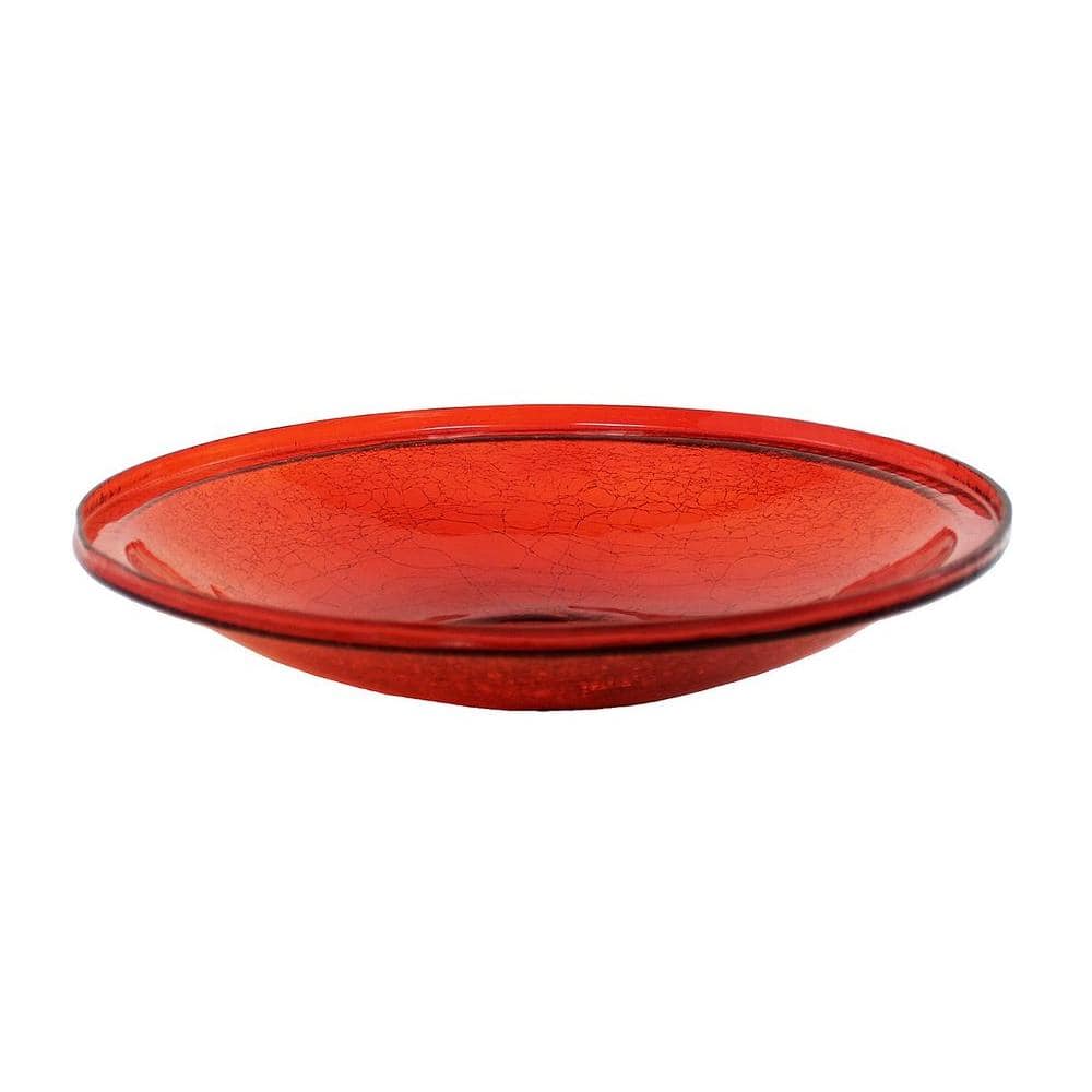 Achla Designs 14 in. Dia Red Reflective Crackle Glass Birdbath Bowl CGB-14R