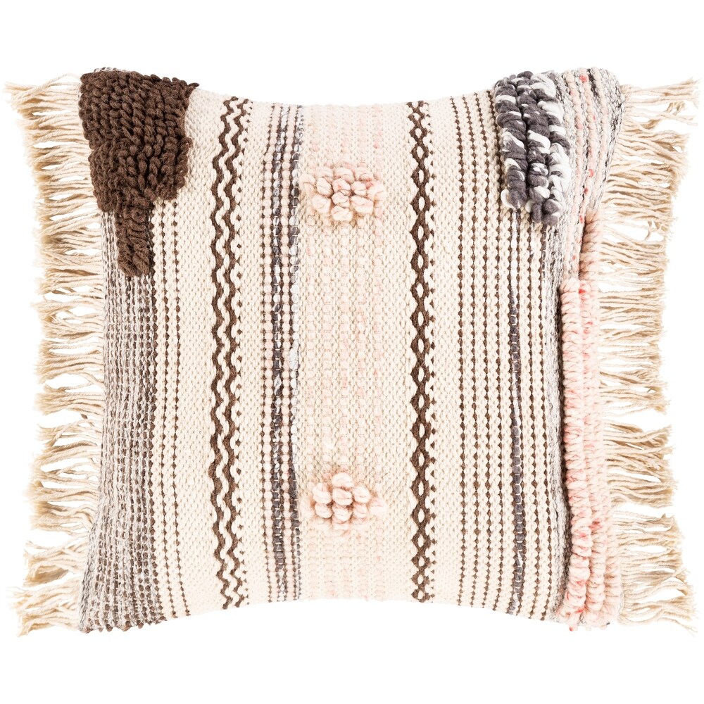 Lucretia Handwoven Bohemian Fringe 20 inch Throw Pillow