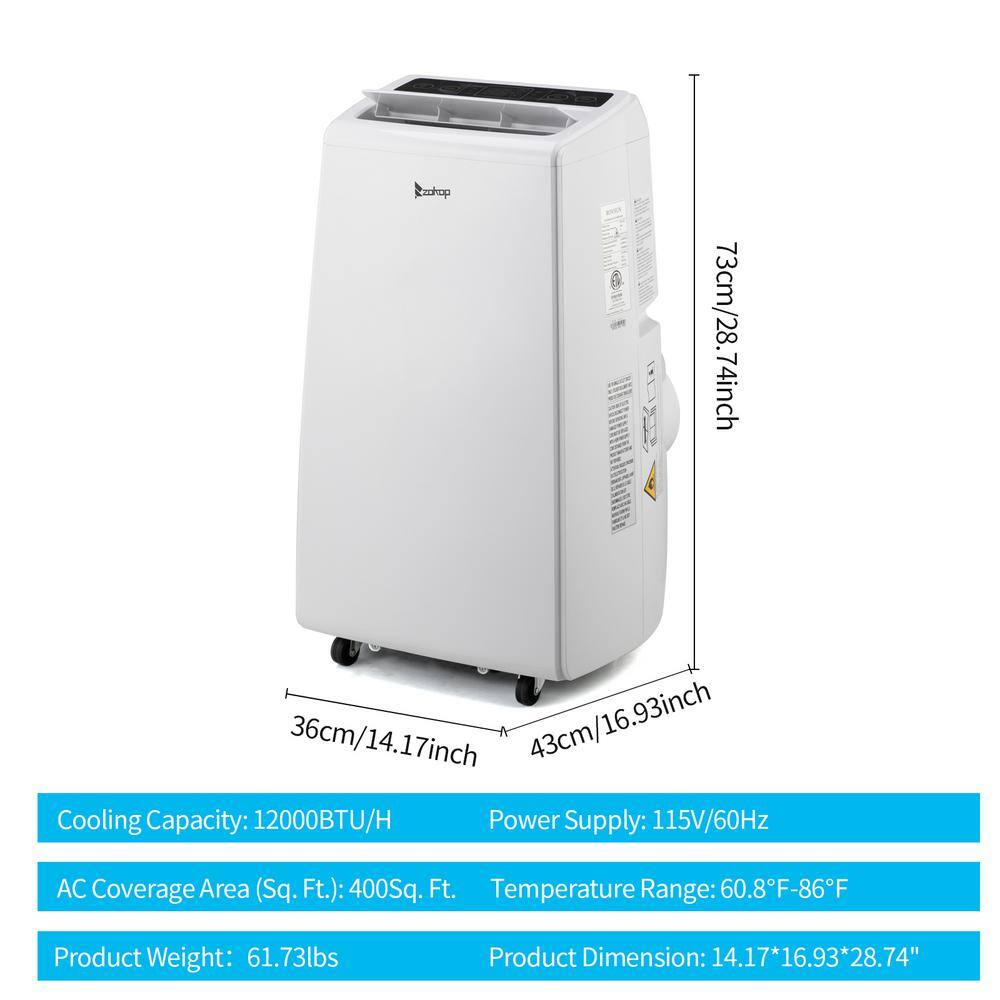 Winado 12000 BTU 8000 BTU(DOE) Portable Air Conditioner with Dehumidifier in White 578901619268