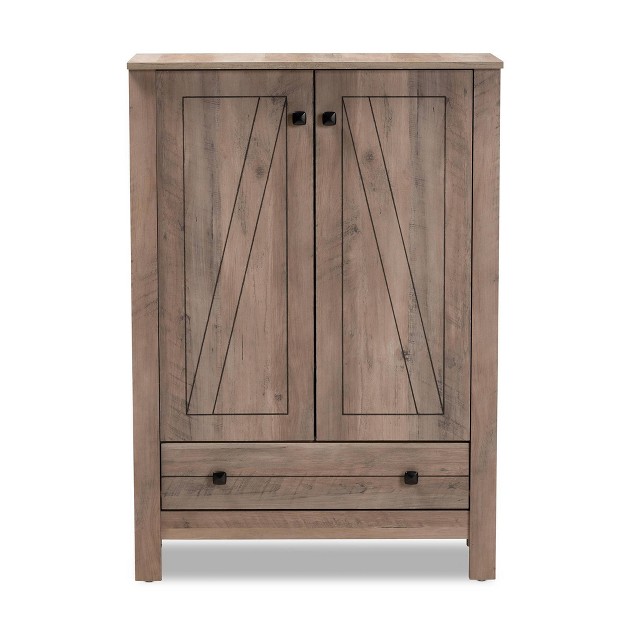 Derek Wood 1 Drawer Shoe Cabinet oak Baxton Studio