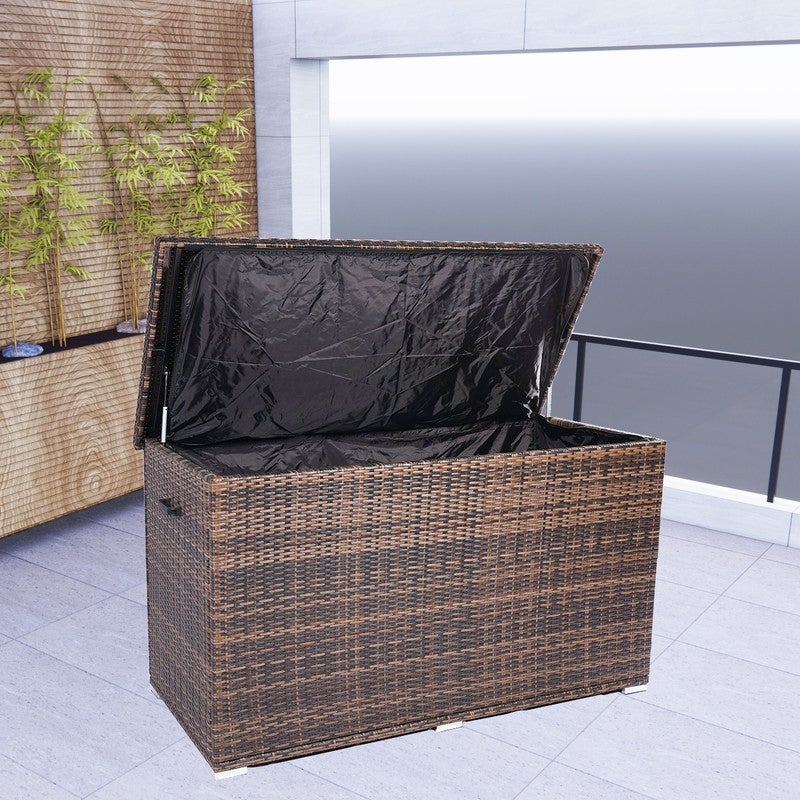 Direct Wicker All-Weather Indoor/ Outdoor Brown Wicker Storage Deck Box Iron