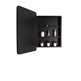 24 in. W x 30 in. H Rectangular Black Metal Framed Wall RecessedSurface Mount Bathroom Medicine Cabinet with Mirror GM-H-897