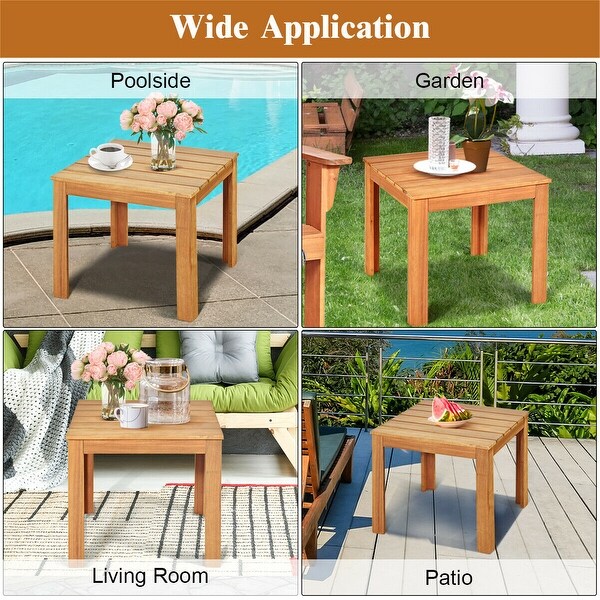 Gymax 2PCS Wooden Square Side End Table Patio Coffee Bistro Table