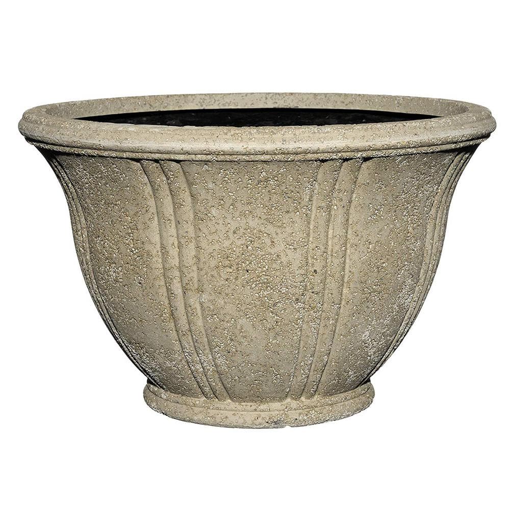 Classic Home and Garden 22 in. Natural Lava Stone Low Dorset Pot Planter LS7410