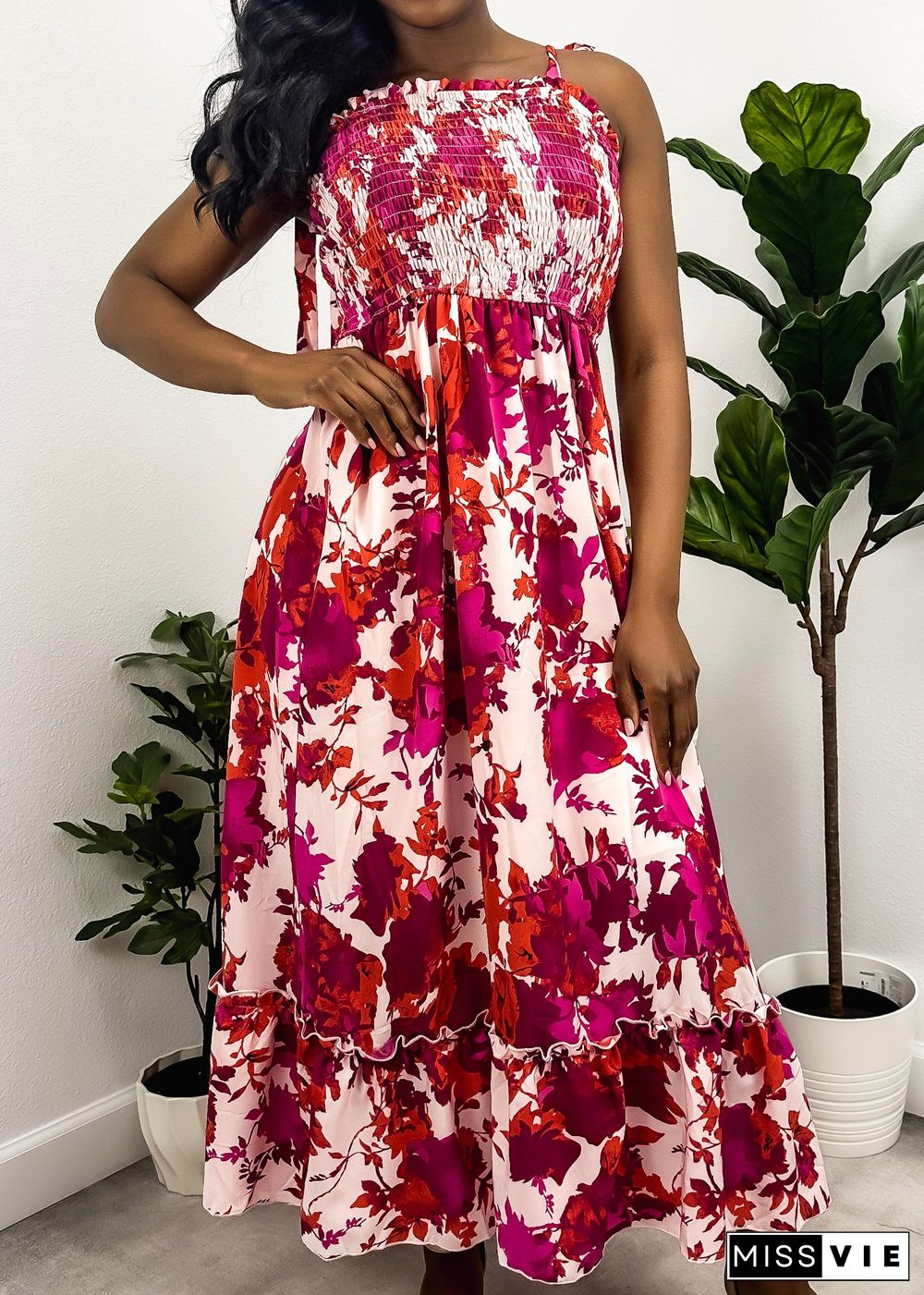 Tie Shoulder Floral Summer Dress