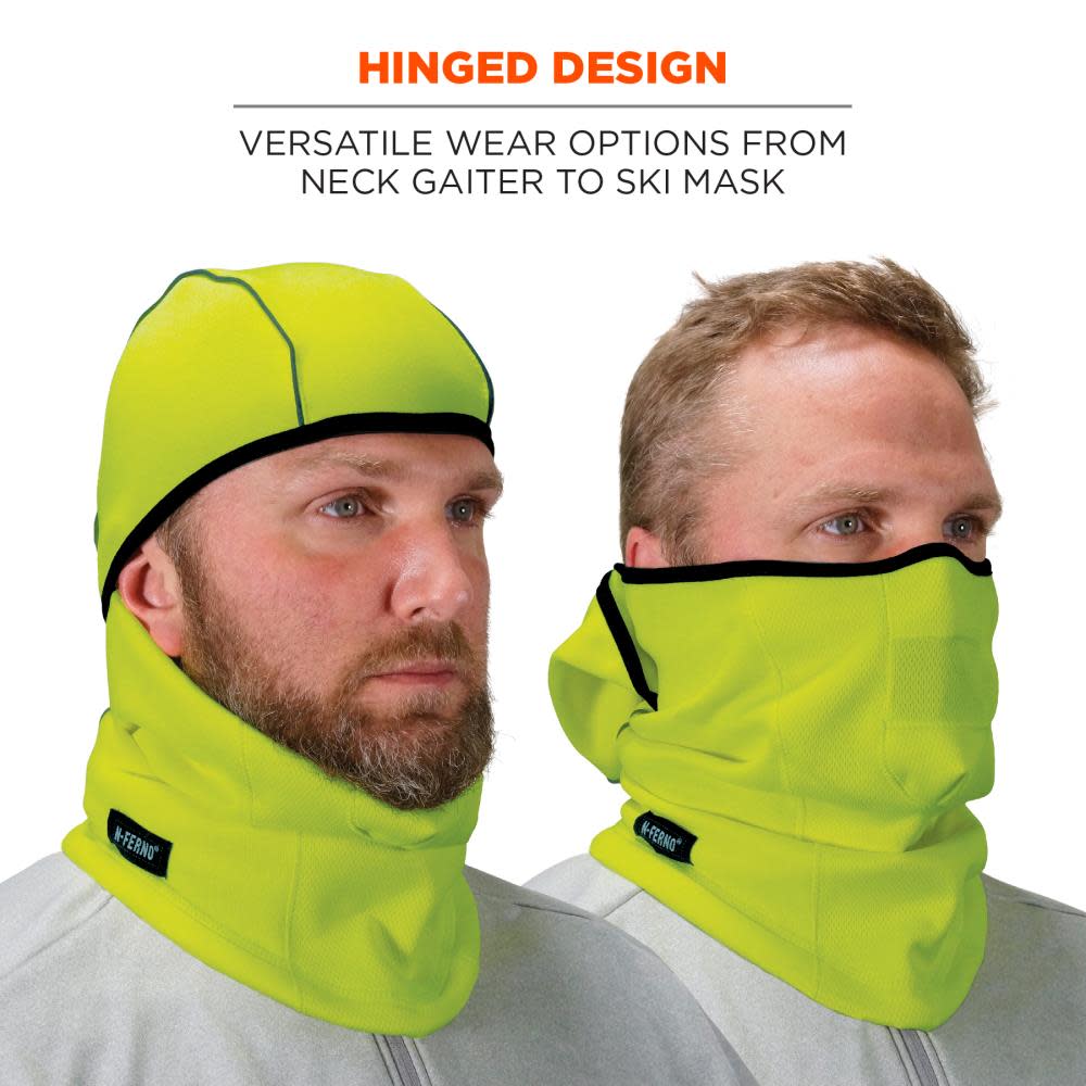 Ergodyne N Ferno 6823 Balaclava Face Mask Windproof Hinged Lime