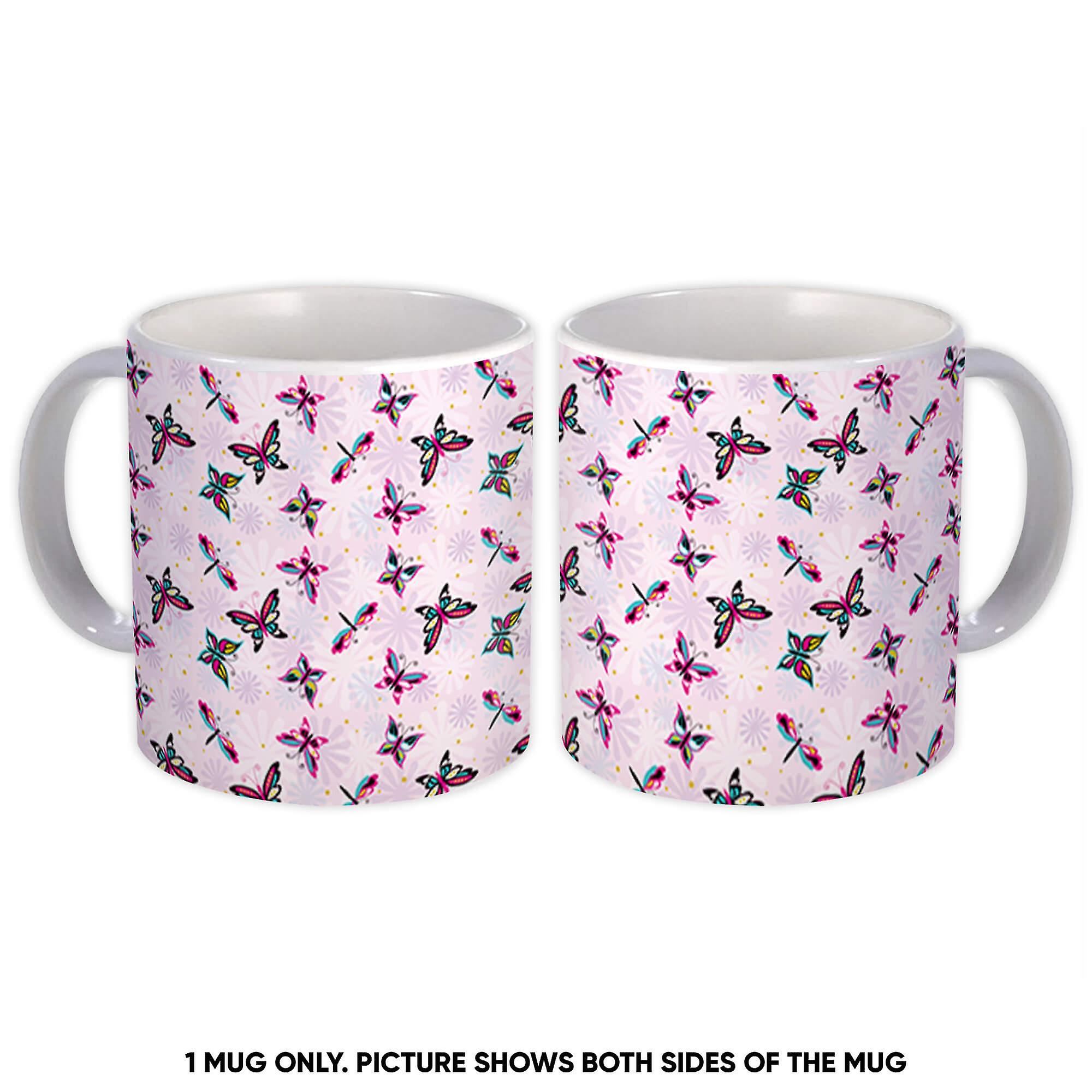 Gift Mug: Butterfly Dragon Fly Pattern Seamless