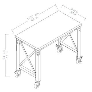 DURAMAX 46 in. x 24 in. Rolling Industrial Worktable Desk with Solid Wood Top 68023