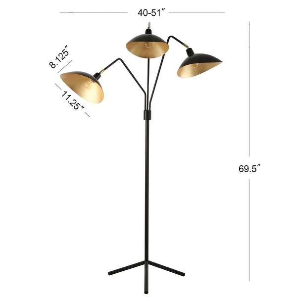 SAFAVIEH Lighting 70-inch Iris Black/ Gold Floor Lamp - 40-51